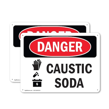 Signmission Caustic Soda Danger Sign, Plastic, 18in W x 12in L, 2PK OS-2PACK-DS-P-1218-L-1058